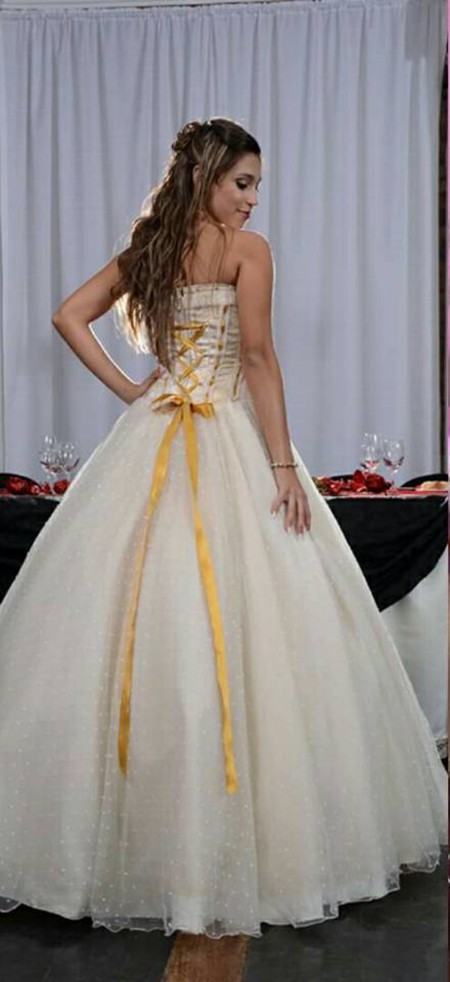 Vestidos de Fiesta - Foto N: 22 de vestidos de fiesta de Vanina Andr - Vestido de 15 Largo con Detalles Dorados