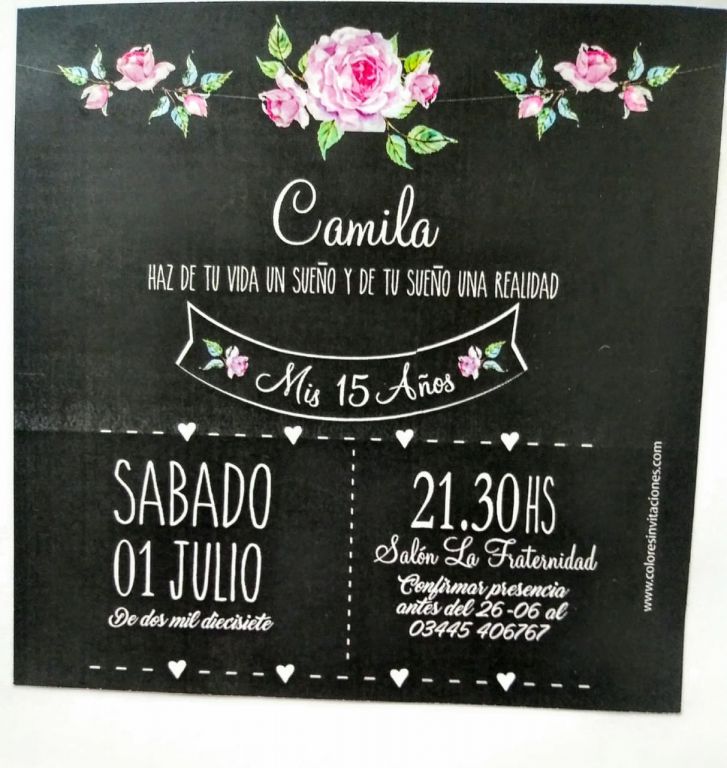Foto de Tarjetas e Invitaciones - Foto Nº: 1 de INVITACIONES PARA FIESTAS  DE 15 - Negras con flores 